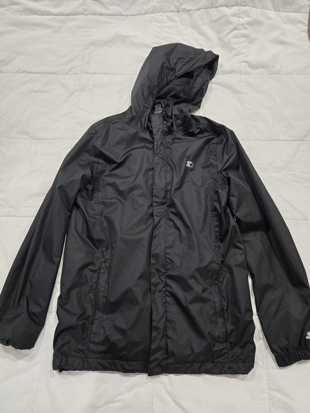 STARTER Black Hooded Windbreaker Jacket